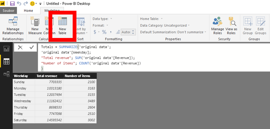 SUMMARIZE seskupování v datových modelech DAX Power Pivot Power BI ExcelTown kurzy