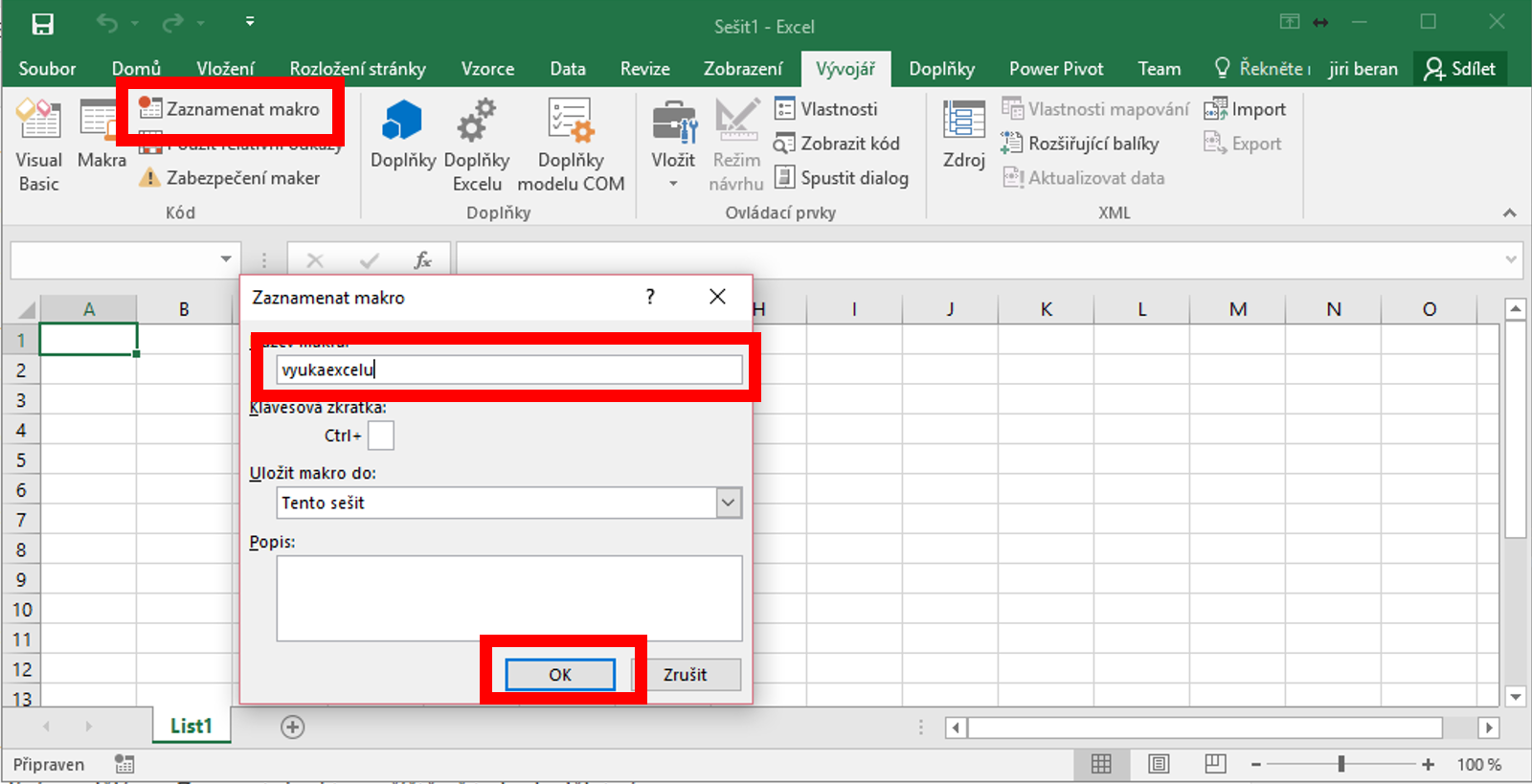 Jak uložit makro v Excelu?