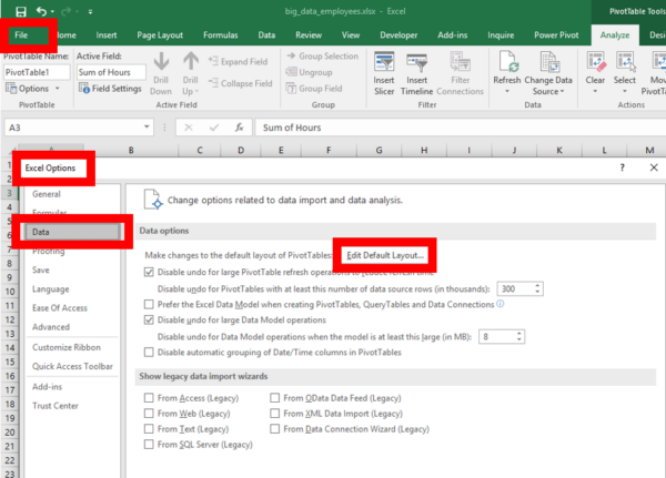 Set default layout of pivot tables – Trainings, consultancy, tutorials