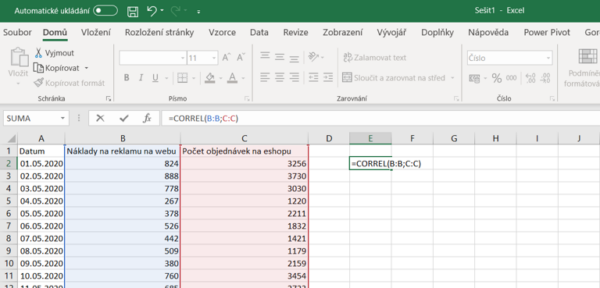 Výpočet Korelačního Koeficientu V Excelu Kurzy Konzultace Návody 6345