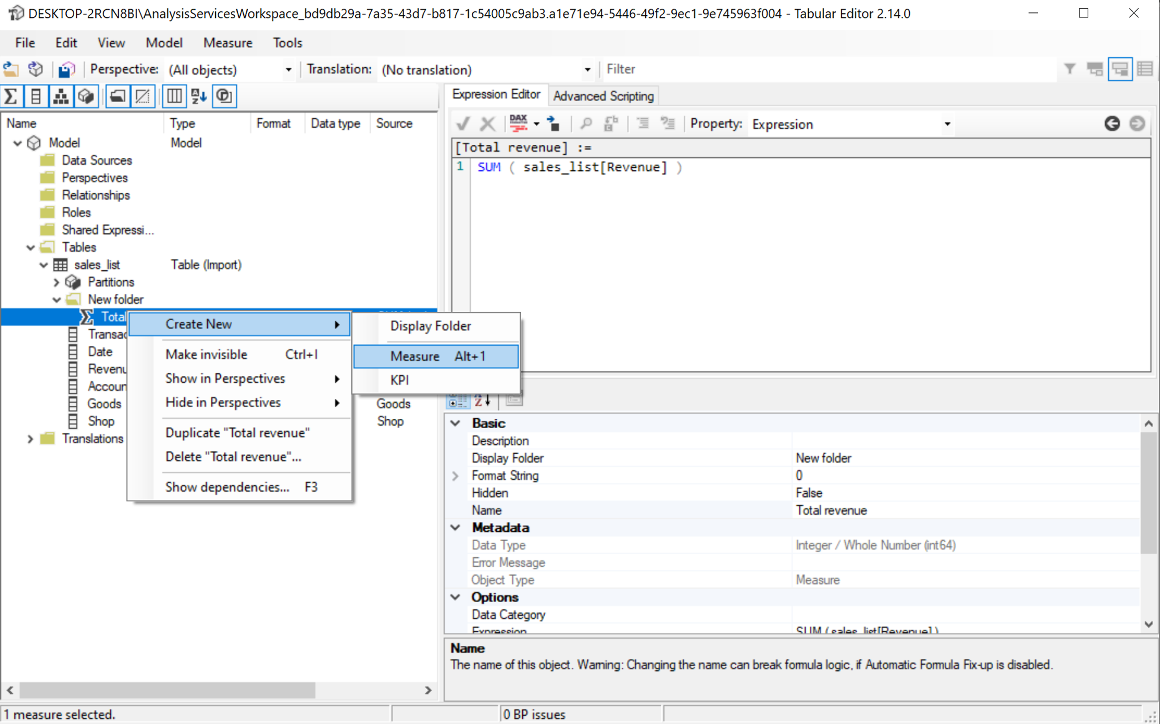 tabular bi