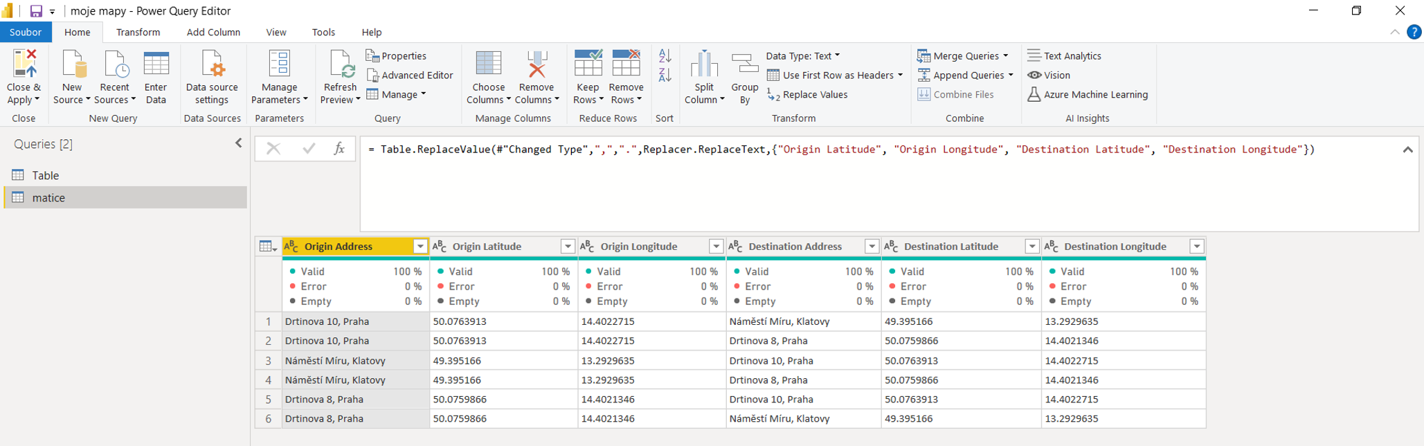 Power Query – get the distance between two places using Google API