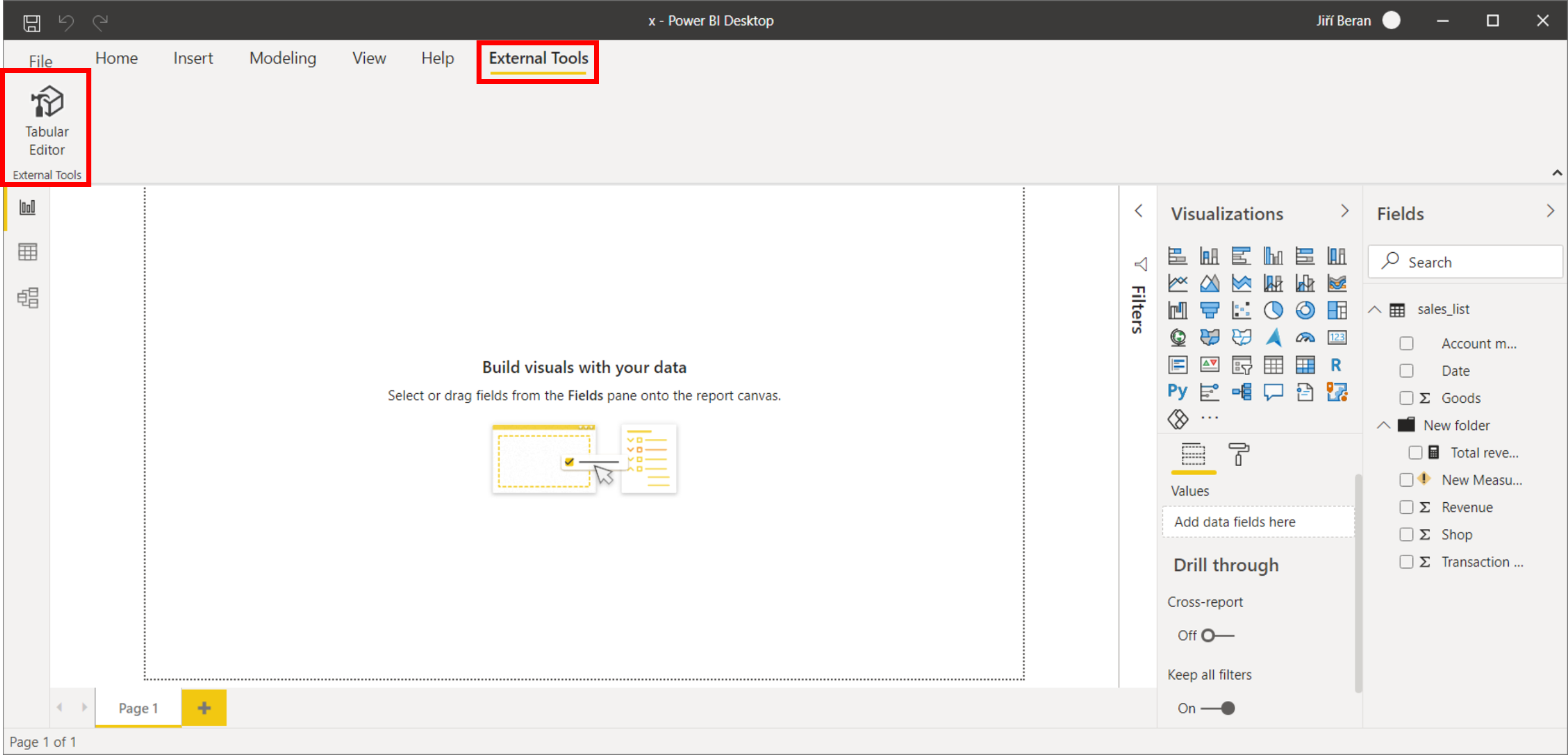 power bi show in tabular form