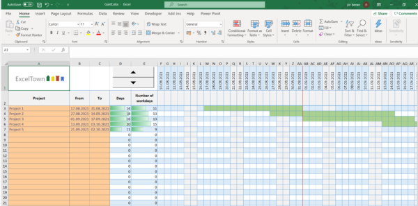 Simple Gantt chart in Excel – Trainings, consultancy, tutorials