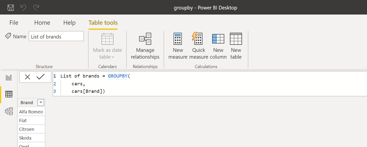 GROUPBY aggregations in data model using DAX DAX Power Pivot