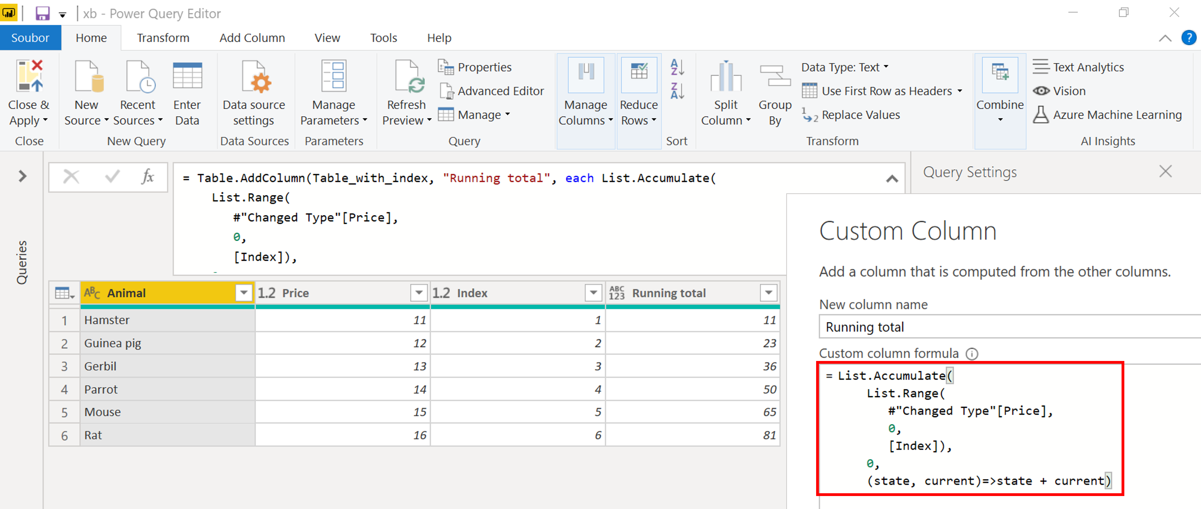 Running totals in Power Query, using the List.Range function