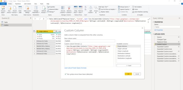 Power Query – get the distance between two places using Google API ...