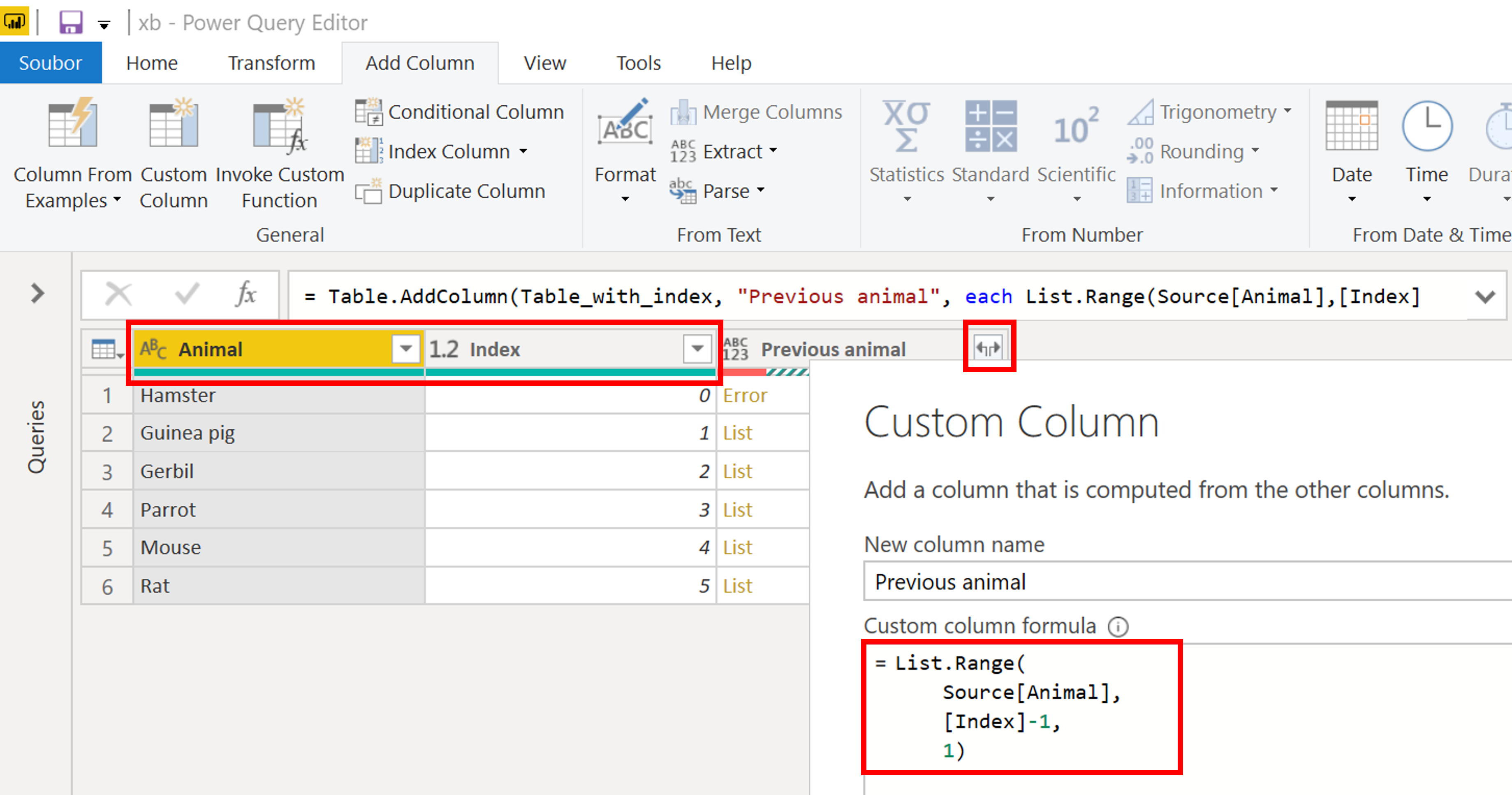 Value from previous row Power Query M language Trainings