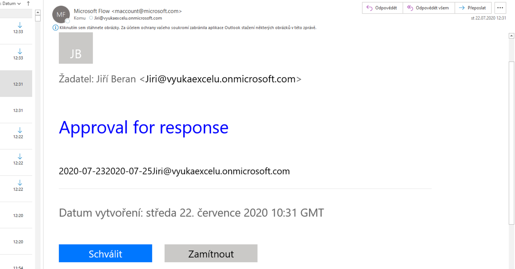 Basic approval process using microsoft forms and power automate