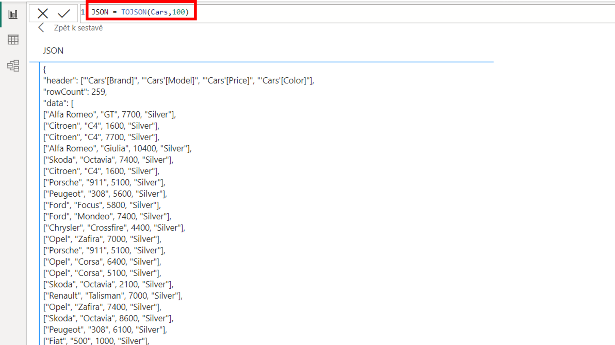 TOJSON a TOCSV – převádění do JSONu a CSV (DAX – Power Pivot, Power BI ...